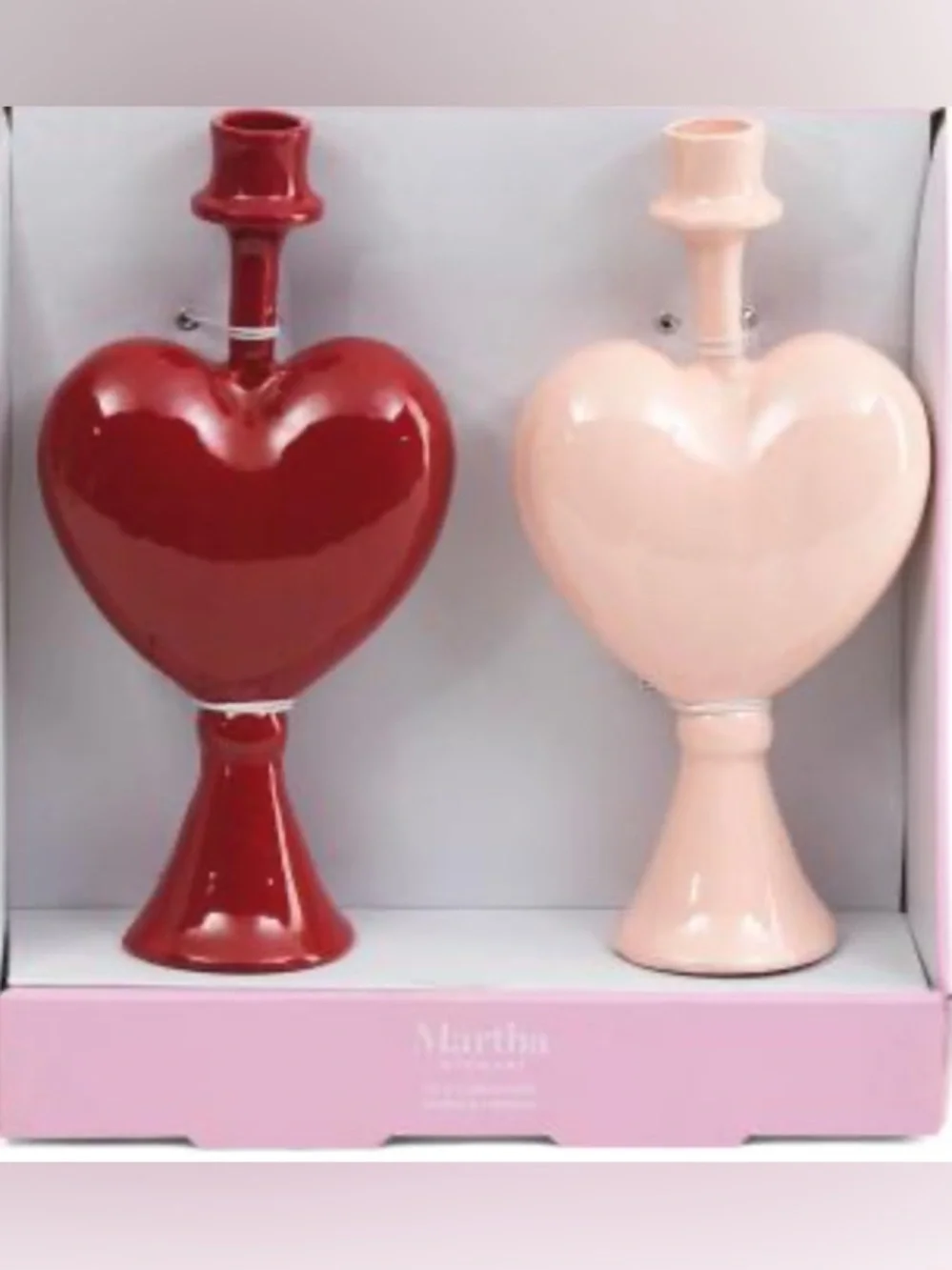 🆕- Martha Stewart Heart-Shaped 2 Pack Candle Holders Multi Color